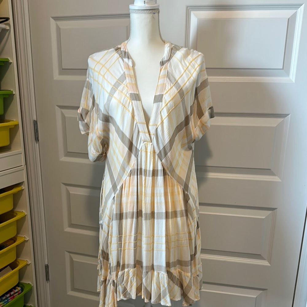 Free People Plaid V-Neck Dress